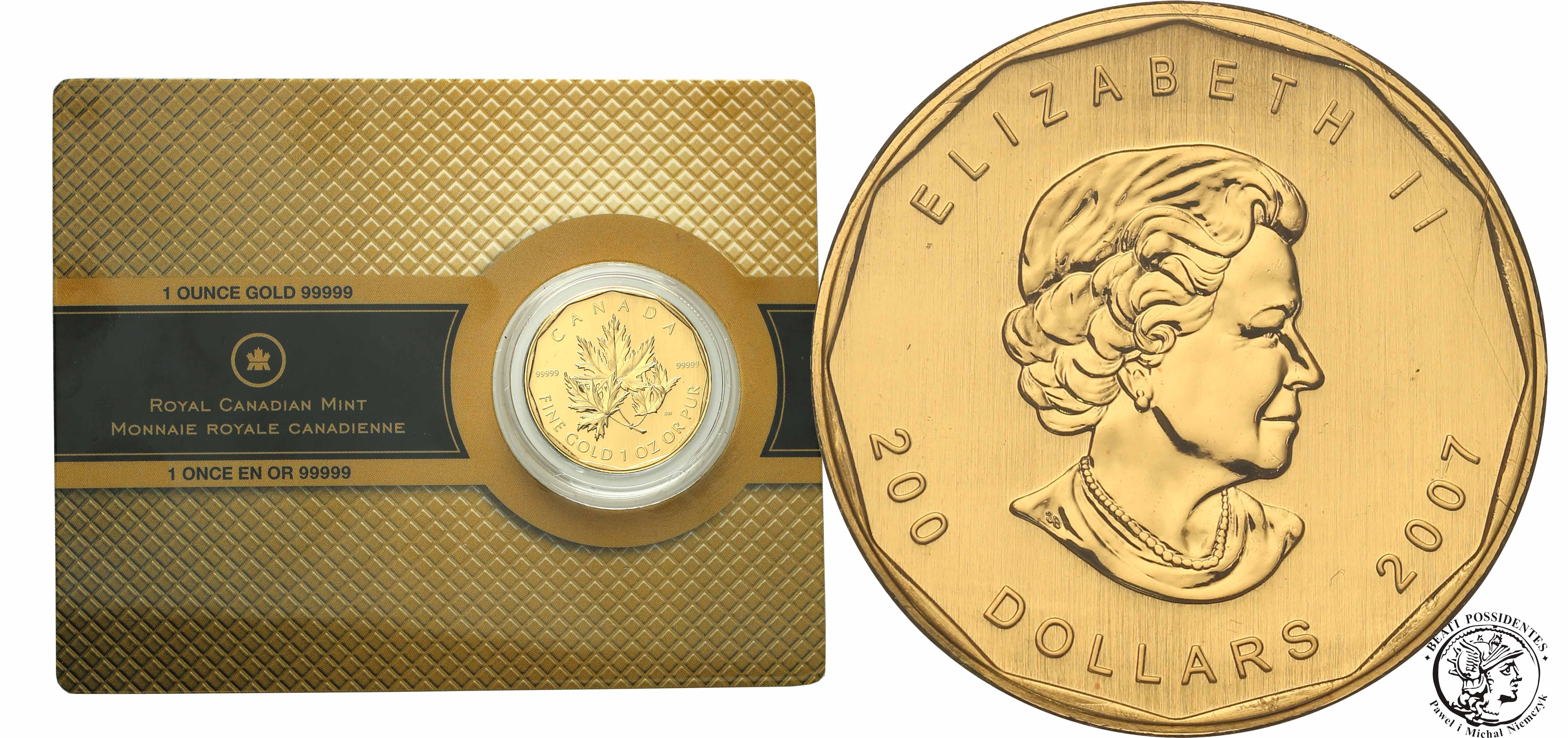 Kanada 200 dolarów 2017 liść klonowy uncja złota st.1 NOWOŚĆ